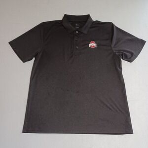 J America Ohio State Buckeyes Mens Large Black Performance Polo Shirt NCAA
